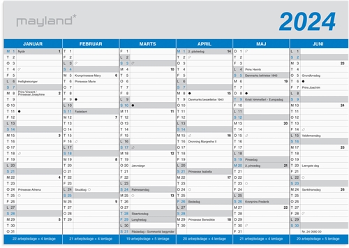 Mayland Kontorkalender Klassisk A5 2024 nr. 24058000