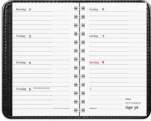 Mayland Nano Planner ugekalender sort kunstskind 2024 nr. 24073010