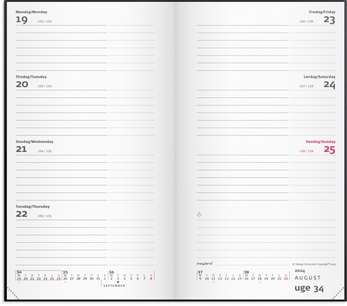 Mayland City Week Planner tværformat sort vinyl 2024 nr. 24178000