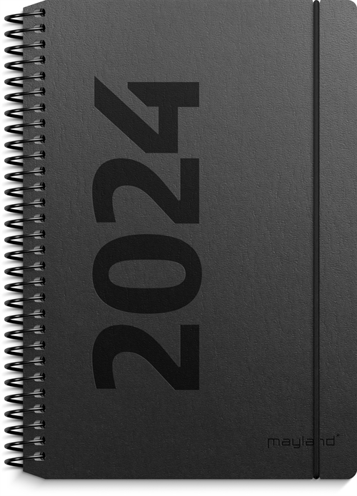 Mayland A6 ugekalender højformat matsort genbrugskarton 2024 nr. 24201120