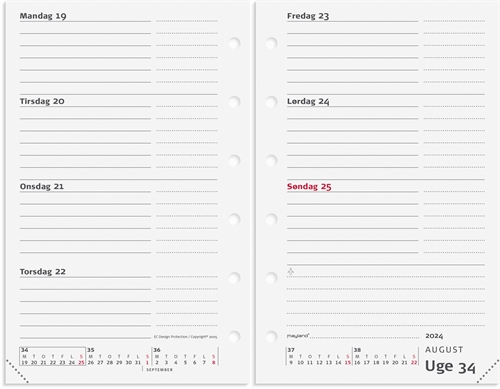 Mayland System Mini ugekalender tværformat REFILL 2024 nr. 24355100