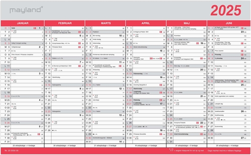 Mayland Kontorkalender Stor m/flagdage 2025 nr. 25055000