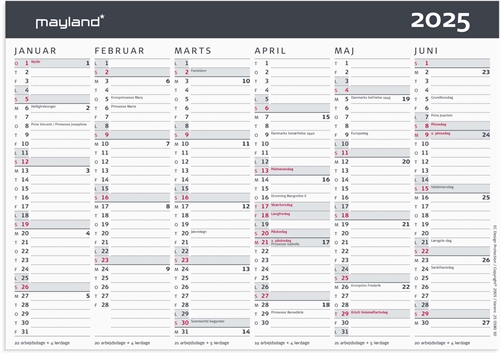 Mayland Kontorkalender Moderne A5 2025 nr. 25058050