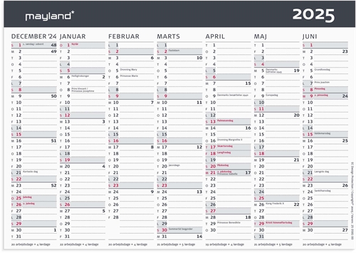 Mayland Kontor-bordkalender Moderne A5 2025 nr. 25058100