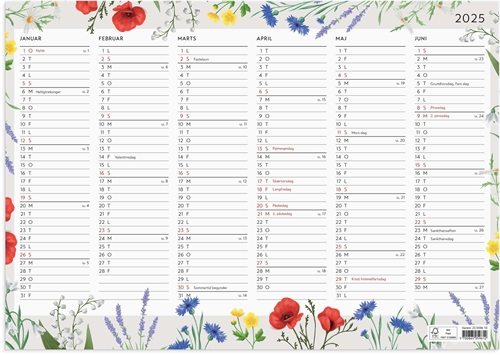 Mayland Vægkalender Blomster A3 2025 nr. 25059610