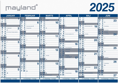 Mayland Kæmpekalender 2x6 mdr. PP-plast rør 2025 nr. 25065400