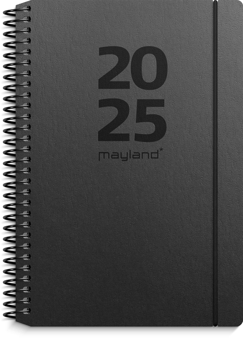 Mayland A6 ugekalender tværformat matsort genbrugskarton 2025 nr. 25201220