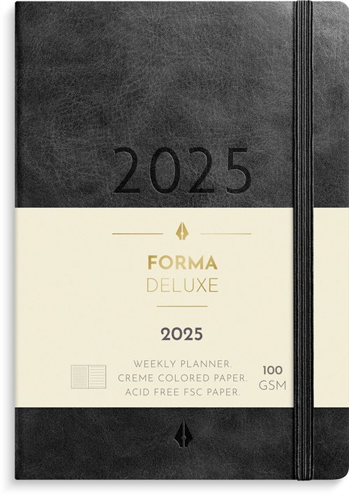 Mayland A6 Forma Deluxe ugekalender tværf. sort kunstskind 2025 nr. 25201400