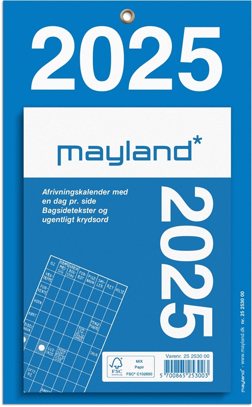 Mayland Kontorafrivningskalender m/bagsidetekst 2025 nr. 25253000