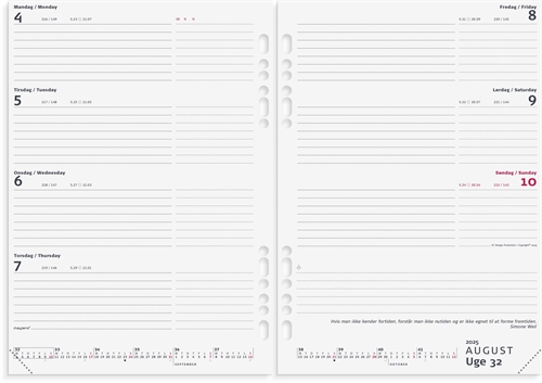 Mayland System A5 International ugekalender tværf. REFILL 2025 nr. 25295100