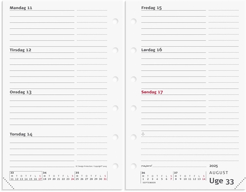 Mayland System Mini ugekalender tværformat REFILL 2025 nr. 25355100