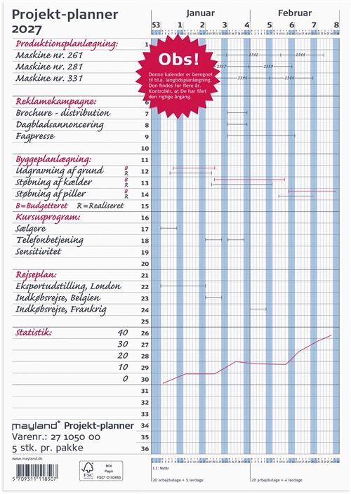 Mayland Projekt Planner blå 2027 nr. 27105000