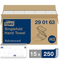 Tork håndklædeark H3 ZZ Advanced  290163, 2 lags, 23x25cm, 15x250stk.