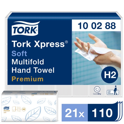Tork håndklædeark H2 Premium soft, 100288, 2 lags, 4-fold, 34x21,2cm
