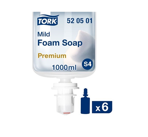 Tork 520501 skumsæbe Mild 1 liter, hvid,  6 flasker pr. kasse