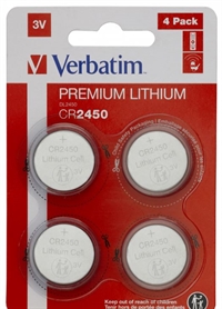 Verbatim Lithium Battery CR2450 3V (4-pk)