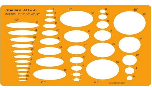 Elipseskabelon 10gr 20gr 30gr 40gr 50gr  størrelse 225x125mm 